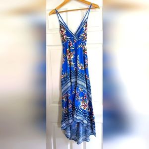 Jealous Tomato | blue cotton high-low dress - size: M